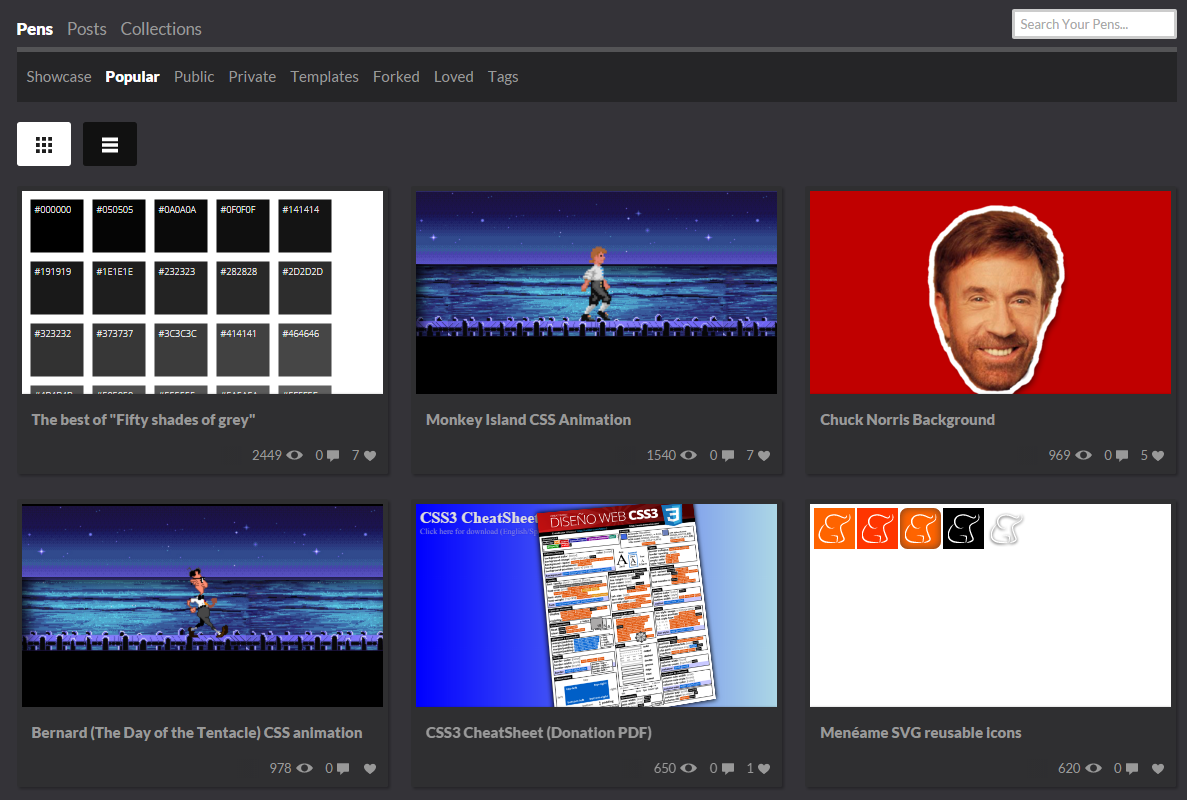 Pens populares de nuestra propia cuenta de CodePen