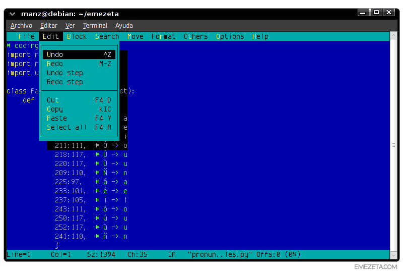 Editores de texto basados en terminal: Le