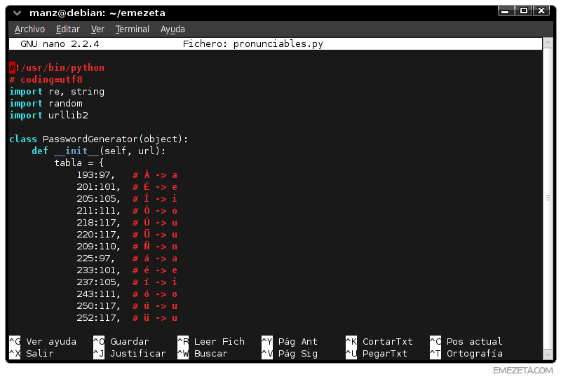 Editores de texto basados en terminal: Nano