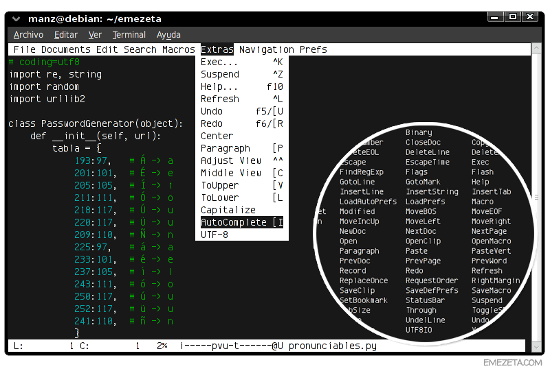 Editores de texto basados en terminal: Ne