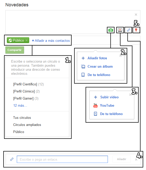 Google Plus (Google+): Escribir publicaciones, comentarios, estados o notas