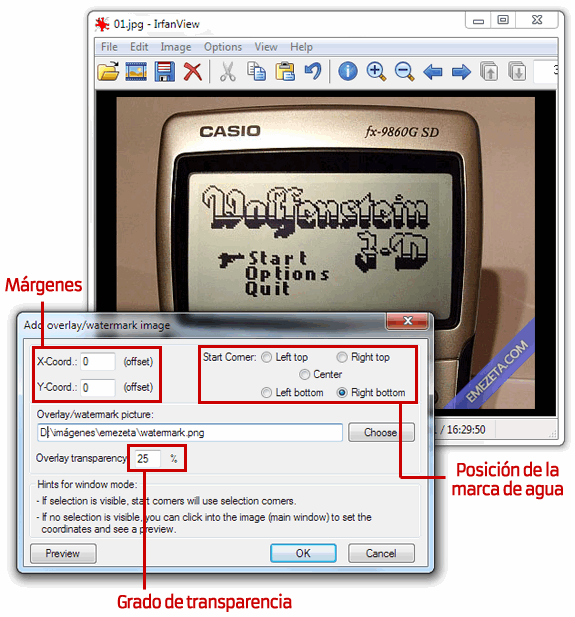 Editar imágenes con IrfanView: Añadir una marca de agua