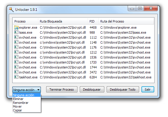 Unlocker, eliminar archivos que están siendo usados