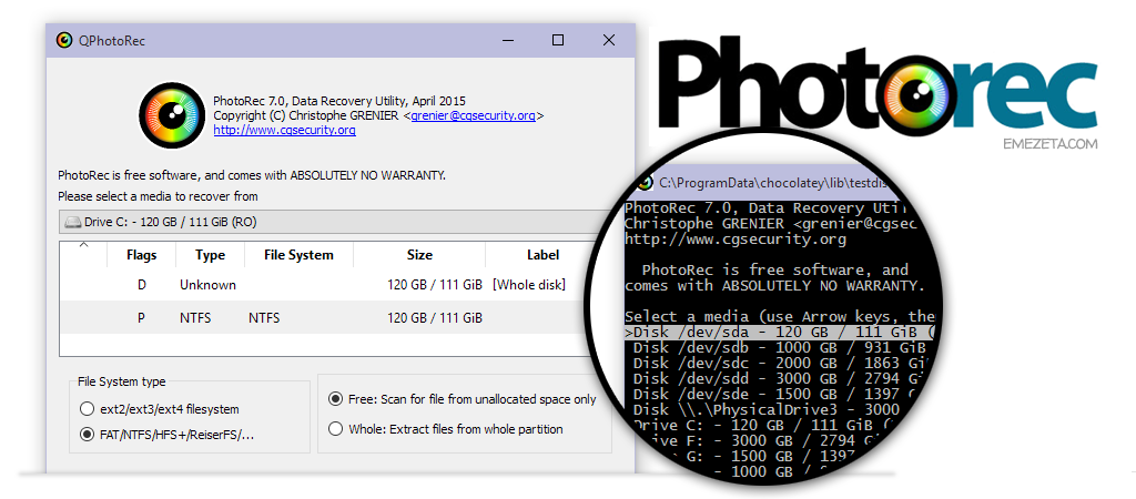 PhotoRec, recuperación de imágenes borradas