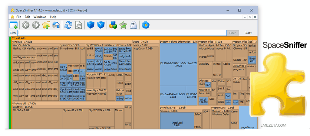 Space Sniffer, detecta visualmente que carpetas están ocupando el espacio en disco