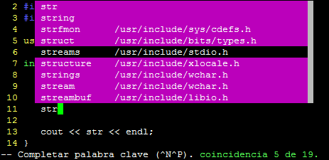 vim vi editor autocompletado